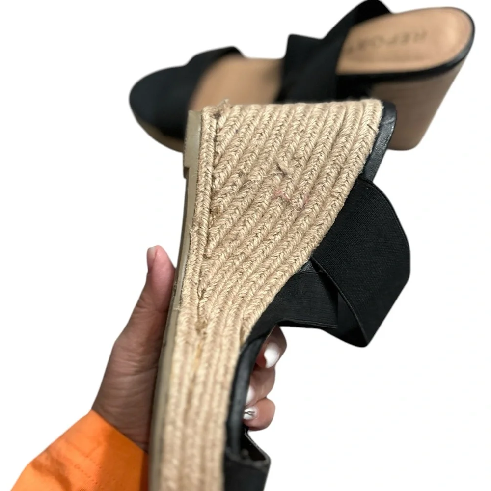 Report Black Espadrilles Wedge Sandals